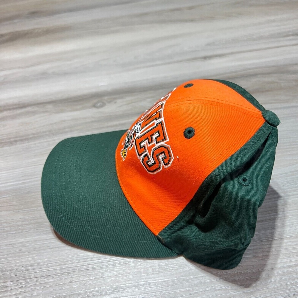 Miami‎ Hurricanes Hat Mens Strapback Cap Orange Green College University Canes - Picture 2 of 3